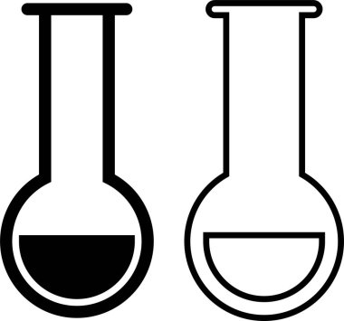 Test tüpü simgesi seti. Kimya, laboratuvar ve tıbbi tasarım element vektör koleksiyonu şeffaf arka planda izole edildi. Bilim, eczane, deney şişesi, tıbbi cam, uygulama ve web sitesi şişesi kavramını kabul edin.