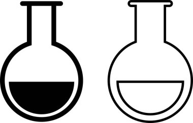 Test tüpü simgesi seti. Kimya, laboratuvar ve tıbbi tasarım element vektör koleksiyonu şeffaf arka planda izole edildi. Bilim, eczane, deney şişesi, tıbbi cam, uygulama ve web sitesi şişesi kavramını kabul edin.