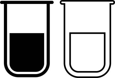 Test tüpü simgesi seti. Kimya, laboratuvar ve tıbbi tasarım element vektör koleksiyonu şeffaf arka planda izole edildi. Bilim, eczane, deney şişesi, tıbbi cam, uygulama ve web sitesi şişesi kavramını kabul edin.