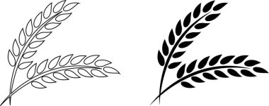 Buğday kulağı simgesi seti ve buğday tasarım elementleri düz çizgi vektör koleksiyonu şeffaf arkaplanda izole edildi. Buğday, pirinç sapı ve tam tahıl veya mısır gevreği hasat edin..