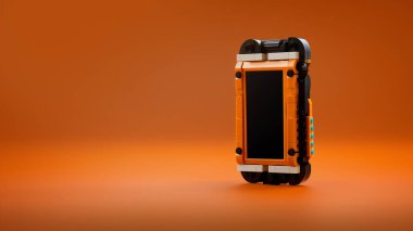 3D Turuncu renkli plastik blok oyuncaklarından yapılmış akıllı telefon