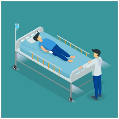 Hastalar için izometrik sağlık konsepti, Diyagramlar, Bilgi Grafikleri ve Grafikle İlgili Diğer Varlıklar İçin Uygun