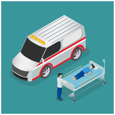 İzometrik vektör konsept ambulans aracı, Diyagramlar, Bilgi Grafikleri ve Diğer Grafiksel Varlıklar için Uygun