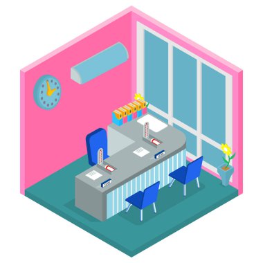 Doktorla sağlık kontrolünün izometrik vektör konsepti, Diyagramlar, Bilgi Grafikleri ve Grafikle İlgili Diğer Varlıklar İçin Uygun