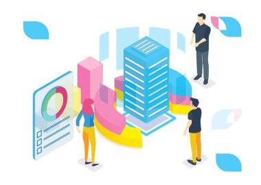 Isometric Technology Veri Analizi İllüstrasyonu, Web Afişleri, Diyagramlar, Infographics, Kitap İllüstrasyonu, Oyun Varlığı ve Diğer Grafik İlgili Varlıklar İçin Uygun