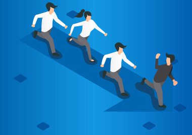 Geleceğin İş Lideri Fikri Finans Yöneticisi İş Yöneticisi. Sabit Isometric People Yönetici Yöneticisi Vector Investor Trader Business Bireysel vizyon başarısı. vektör illüstrasyonu