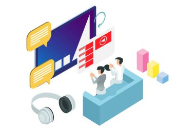Modern Isometric Smart Online Entertainment System Illustration, Diagram, Infographics, Book Illustration, Game Asset, and Other Graphic related Asset