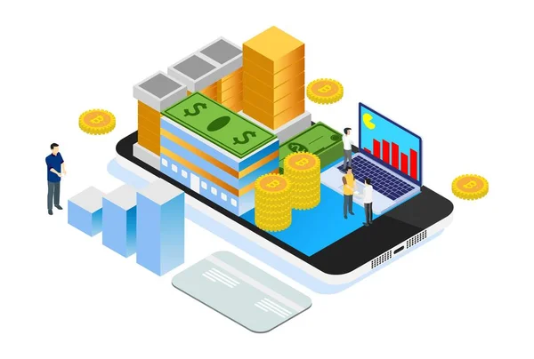 Modern Isometric Smart Financial Technology Suitable Diagrams Infographics Illustration Other — 스톡 벡터