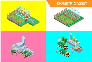 Modern 3d Isometric Set koleksiyonu Akıllı Bahçe Teknolojisi Resimleri Beyazlar Arkaplanı İnsanlarla ve Dijital Varlıkla İlişkili