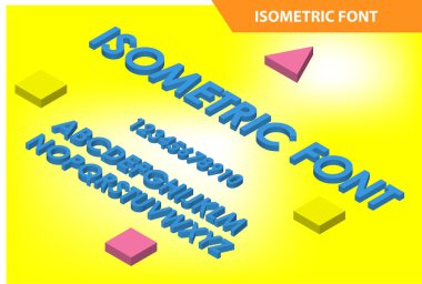 Modern Isometric alfabe yazı tipi. 3d efekt harfleri, sayılar, Diyagramlar, Bilgi Grafikleri, Oyun Varlığı ve Diğer Grafiksel Varlıklar İçin Uygun