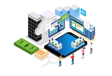 Modern Isometric Business for Presentation Illustration, Web Afişleri, Diyagramlar, Infographics, Book Illustration, Game Asset, ve diğer grafikle ilgili varlıklar için uygun