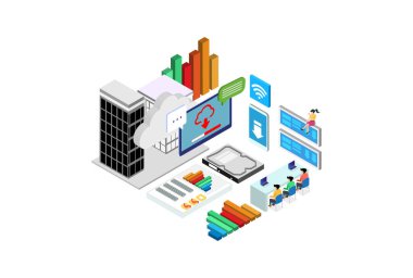 Modern Isometric Cloud Dijital İndirme İllüstrasyonu, Web Afişleri, Diyagramlar, Infografikler, Kitap İllüstrasyonu, Oyun Varlığı ve Diğer Grafik İlgili Varlıklar İçin Uygun