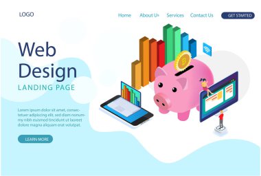 Web Isometric kumbarası. Vektör çizimi. Diyagramlar, Bilgi Grafikleri, Oyun Varlığı ve Diğer Grafiksel Varlıklar İçin Uygun