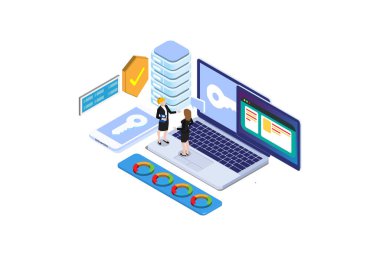 Modern Isometric Gizlilik Koruma İlüstrasyonu, Web Afişleri, Diyagramlar, Infographics, Kitap İllüstrasyonu, Oyun Varlığı ve Diğer Grafik İlgili Varlıklar İçin Uygun