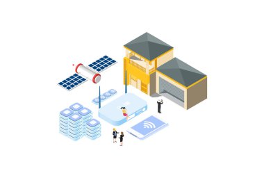 Modern Isometric Broadband Internet Sağlayıcı İllüstrasyonu, Web Afişleri, Diyagramlar, Infographics, Kitap İllüstrasyonu, Oyun Varlığı ve Diğer Grafik İlgili Varlıklar İçin Uygun