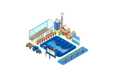 Modern Isometric Tarım Teknolojisi İzleme İllüstrasyonu, Web Afişleri, Diyagramlar, Infografikler, Kitap İllüstrasyonu, Oyun Varlığı ve Diğer Grafik İlgili Varlıklar İçin Uygun