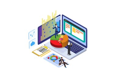 Modern Isometric Business for Presentation Illustration, Web Afişleri, Diyagramlar, Infographics, Book Illustration, Game Asset, ve diğer grafikle ilgili varlıklar için uygun