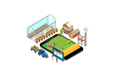Modern Isometric Tarım Teknolojisi İzleme İllüstrasyonu, Web Afişleri, Diyagramlar, Infografikler, Kitap İllüstrasyonu, Oyun Varlığı ve Diğer Grafik İlgili Varlıklar İçin Uygun