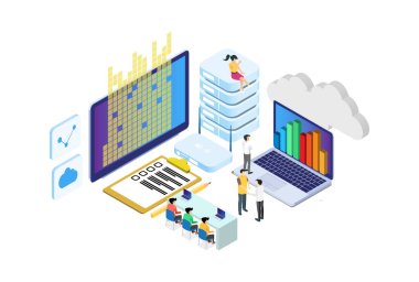 Modern Isometric Bulut Hesaplama İllüstrasyonu, Web Afişleri, Diyagramlar, Infographics, Kitap İllüstrasyonu, Oyun Varlığı ve Grafikle İlgili Diğer Varlıklar İçin Uygun