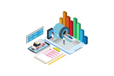 Vektör izometrik düşük polimer MRI oda kesme ikonu. MRI tarayıcı ve doktor gözlem odasını da içeriyor. Diyagramlar, Bilgi Grafikleri, Oyun Varlığı ve Diğer Grafiksel Varlıklar İçin Uygun