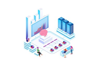 Modern Isometric Veri Analizi İllüstrasyonu, Web Afişleri, Diyagramlar, Infographics, Kitap İllüstrasyonu, Oyun Varlığı ve Diğer Grafik İlgili Varlıklar İçin Uygun