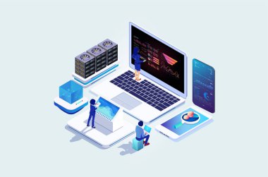 Modern izometrik veri toplama, analiz grafiği ve çevrimiçi bilgisayar. tabanlı Eps10 vektörü grafikler, bilgi grafikleri, diyagramlar ve diğer grafiksel varlıklar için uygundur