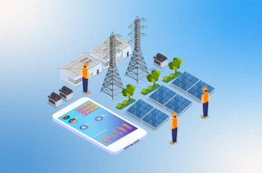 Modern Isometric Yenilenebilir Enerji İllüstrasyonu, Web Afişleri, Diyagramlar, Infographics, Kitap İllüstrasyonu, Oyun Varlığı ve Grafikle İlgili Diğer Varlıklar İçin Uygun