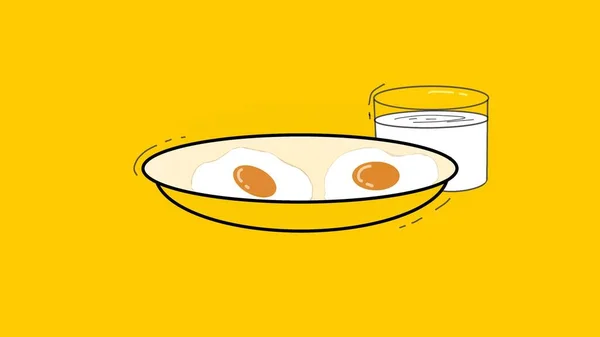 Und Milch Zwei Gekochte Eier Und Ein Glas Milch Serviert — Stockfoto