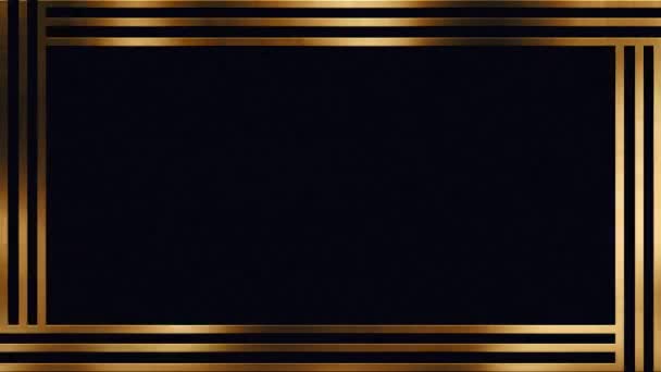 Luxury Gold Frame Black Background Light Noise — Stock Video