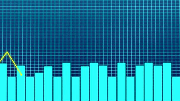 Animated Blue Bar Chart Yellow Arrows — Stock Video