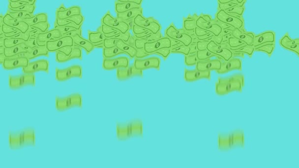 Анімація Доларових Купюр Являються Падають Акуратну Купу — стокове відео
