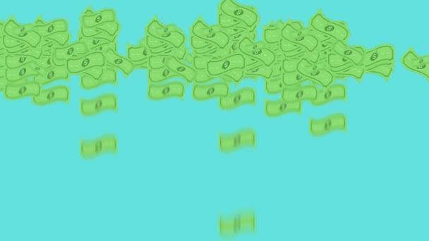 Animation Dollar Bills Appearing Falling Neat Pile — Stock Video