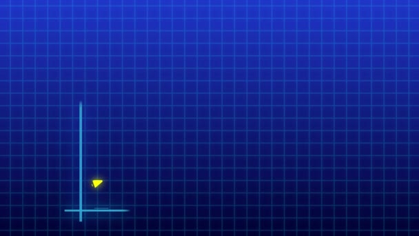 青いグラフと黄色の上向きの矢印のグラフィックアニメーション — ストック動画