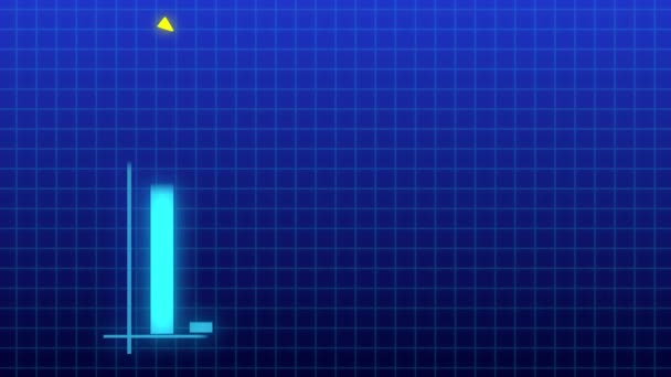 Animação Gráfica Com Gráfico Azul Uma Seta Amarela Para Baixo — Vídeo de Stock