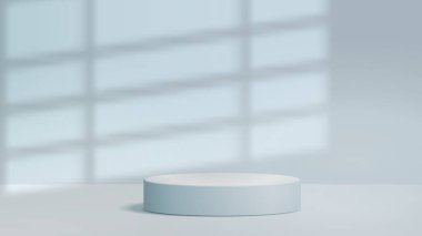 Geometrik platformlu podyum sahnesi içeren 3D arka plan ürünü. Kozmetik ürünlerini gösteriyor. 10 saniye.