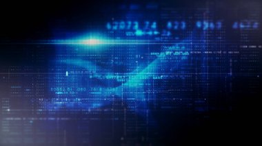 Geleceksel veri matrisi, uzaktan ölçüm ve sayıların simülasyon simülasyonu görüntüsü siber uzayın soyut odak kaybından arındırma ortamı arka planında