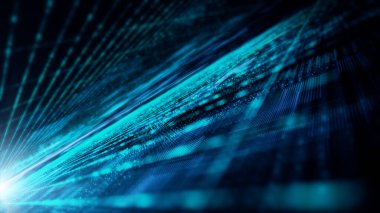 3D görüntüleme dijital matris parçacıkları ızgarası sanal gerçeklik soyut siber uzay ortamı arkaplanı