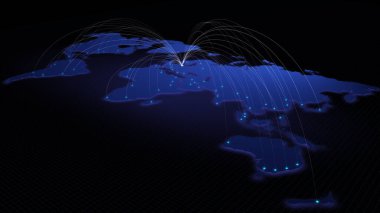 Berlin, Almanya 'dan dünyadaki diğer büyük şehirlere küresel bağlantı. Teknoloji ve ağ bağlantısı, ticaret ve seyahat kavramı. NASA tarafından desteklenen dünya haritası ögesi