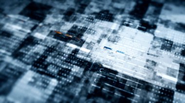 Holografik Dünya ve dijital arkaplan için dijital veri telemetrisi bilgi görüntüleme ekranı ile geleceksel hareket grafik kullanıcı arayüzü baş yukarı