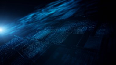 3D görüntüleme dijital matris parçacıkları ızgarası sanal gerçeklik soyut siber uzay ortamı arkaplanı