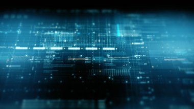 Fütüristik dijital matris parçacıkları sanal gerçeklik soyut siber uzay ortamı arkaplanı ızgarası