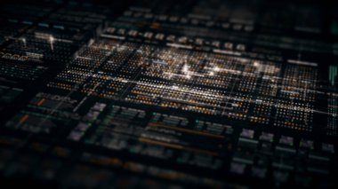 Fütürist dijital hareketli soyut matris siber ortamı dijital arkaplan için büyük veri analitik yapay zeka simülasyonu