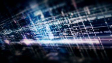 Fütürist dijital hareketli soyut matris siber ortamı dijital arkaplan için büyük veri analitik yapay zeka simülasyonu