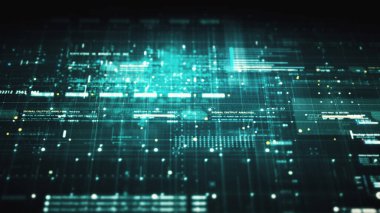 Fütüristik dijital matris parçacıkları sanal gerçeklik soyut siber uzay ortamı arkaplanı ızgarası