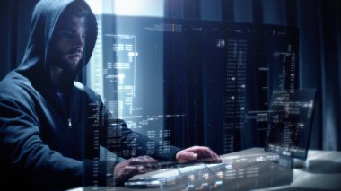 Futuristic cyber hacker operating under the guise of Anonymous, employs advanced algorithms to infiltrate cybersecurity systems and exploit vulnerabilities in password security. Concept : Cyber Hacker clipart