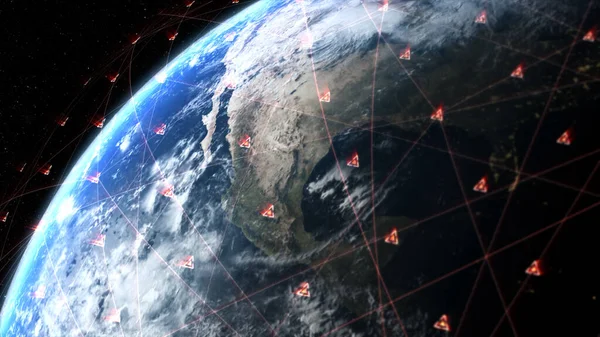 Rendering Futuristisk Digitalt Genererad Holografisk Planet Jorden För Head Display — Stockfoto
