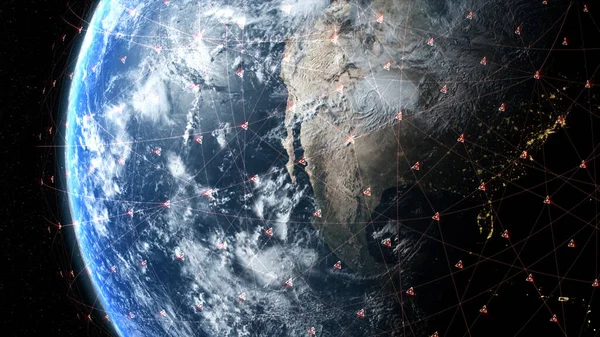 Рендеринг Глобальная Система Позиционирования Gps Навигационных Спутников Спутниковой Навигации Передают — стоковое фото
