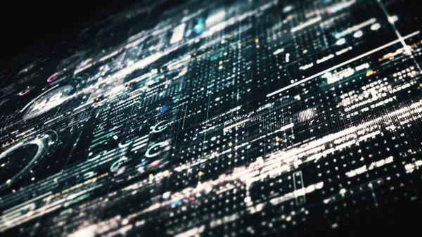 Futuristiska Digitala Matris Partiklar Rutnät Virtuell Verklighet Abstrakt Cyberrymden Miljö — Stockfoto