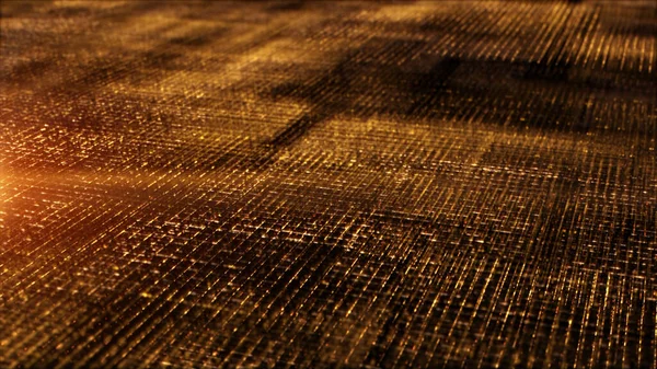 Futurystyczna Scena Wirtualna Złote Cząstki Elegancja Światła Abstrakcyjne Błyszczący Wzór — Zdjęcie stockowe