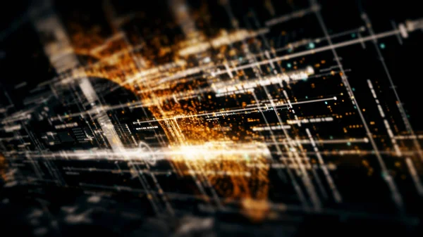 Matriz Abstracta Movimiento Generado Digital Futurista Entorno Cibernético Simulación Inteligente —  Fotos de Stock